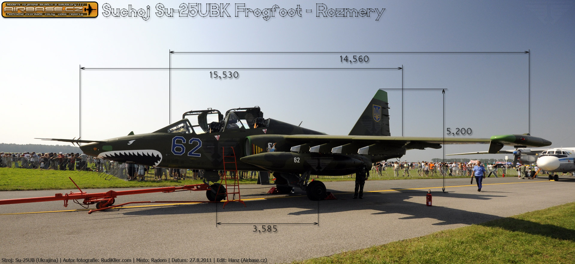 Su-25UBK – rozměry
