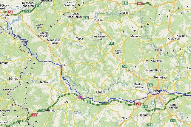 Cyklistická trasa Cheb - Plzeň - Rokycany trochu jinak