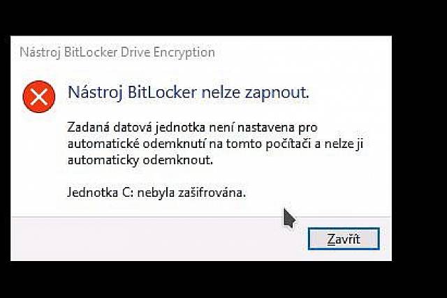Windows 10 - Aktivace šifrování BitLocker bez čipu TPM